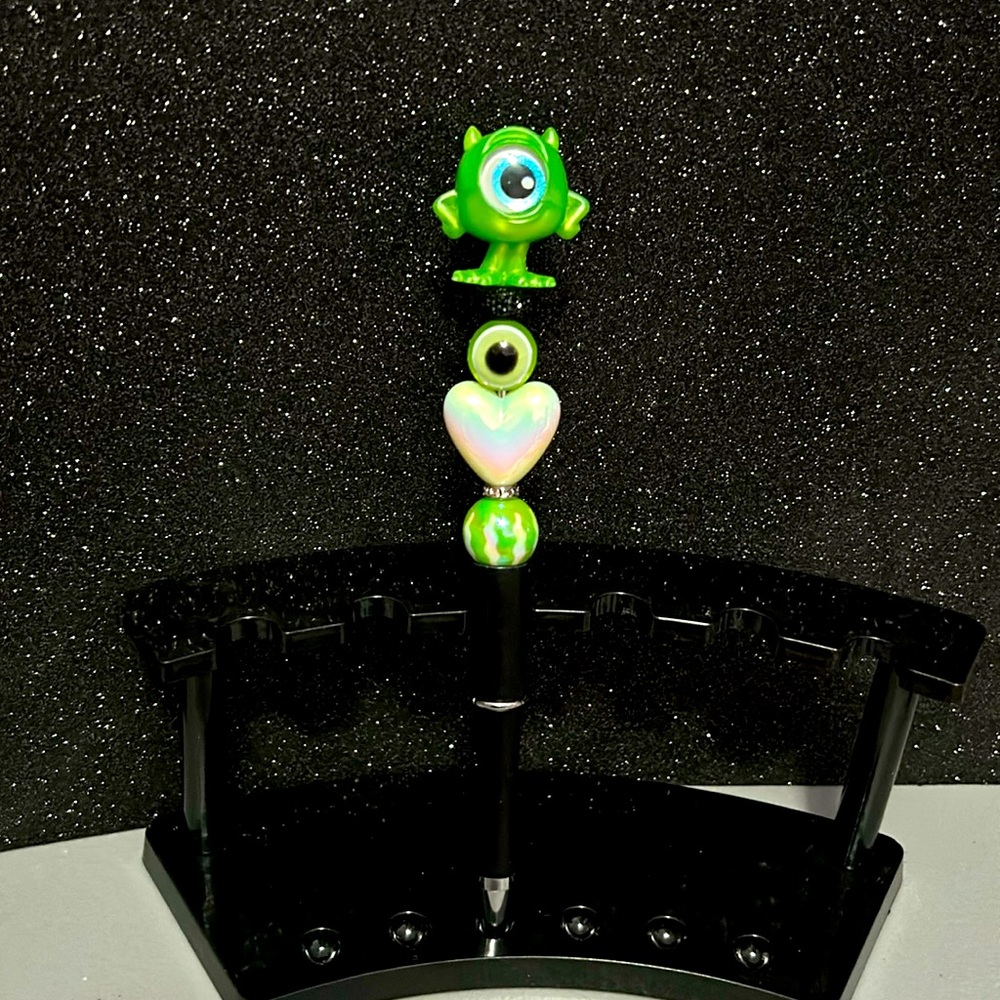 Hand Crafted Beaded pen with Disney Doorable Topper Mike